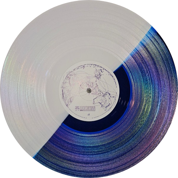 NinaJirachi blue and white vinyl record playing